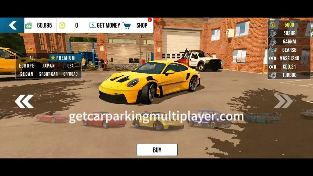 Porsche 911 sports car in car parking multiplayer