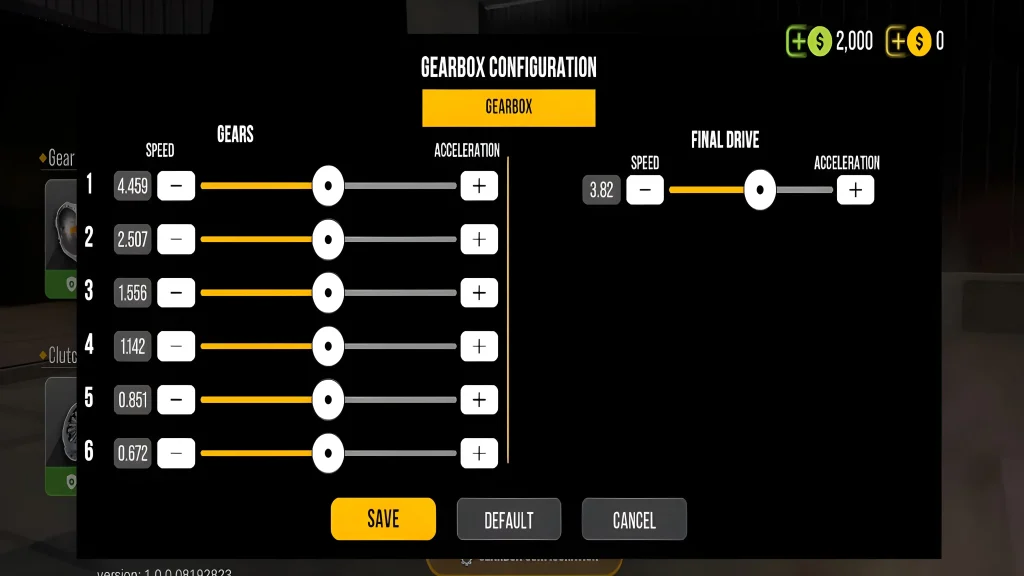 Gearbox setting