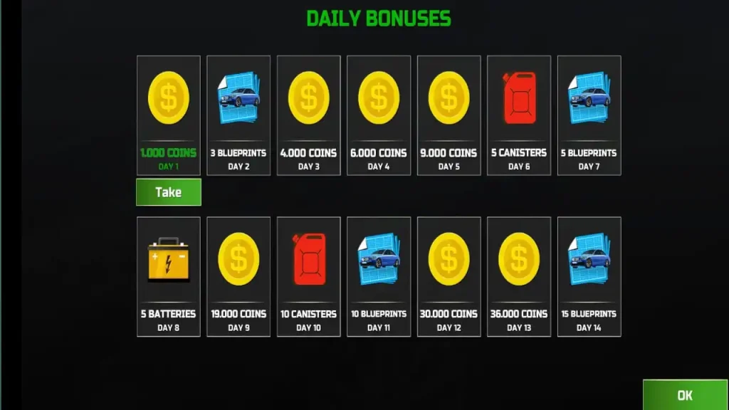 Car simulator 2 daily bonus