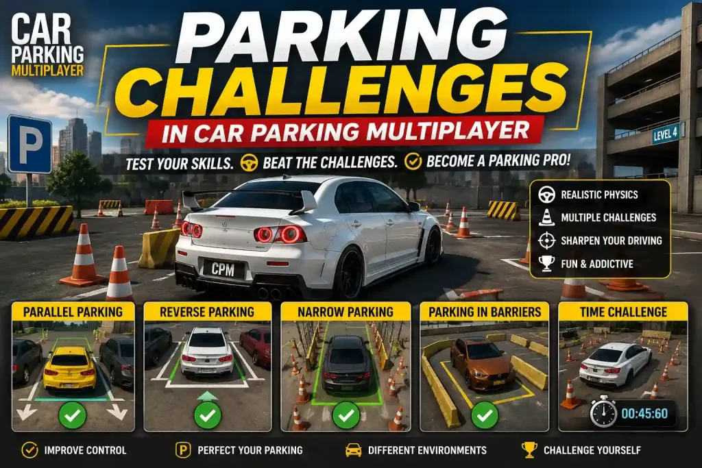 parking challenges in car parking multiplayer
