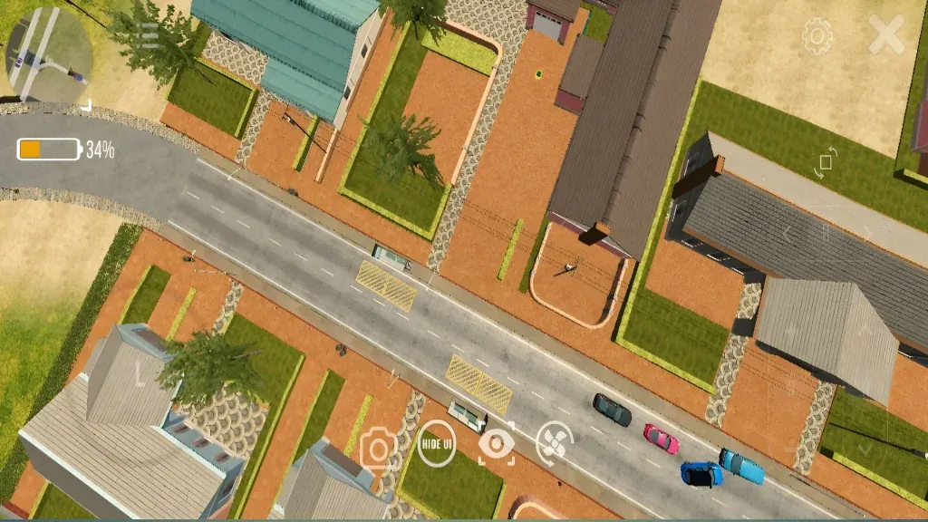 drone view showing aerial city perspective during gameplay