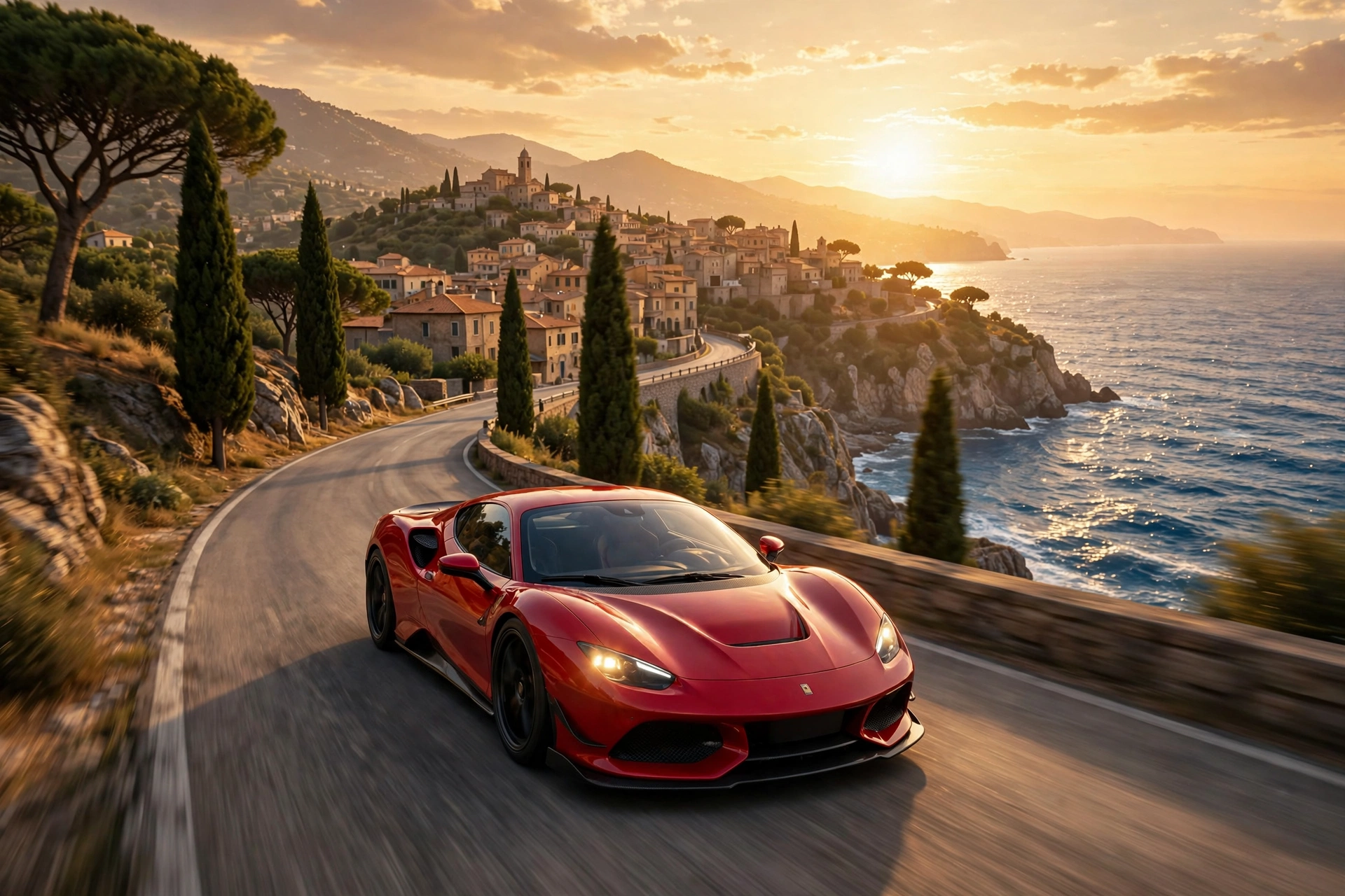 Sports car driving through the new Italian coastal map in Car Parking Multiplayer 2