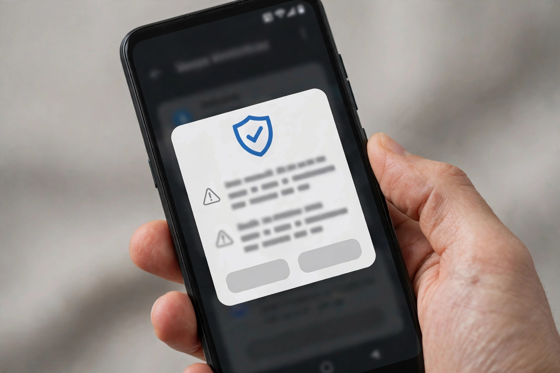 Android phone showing app verification warning before install